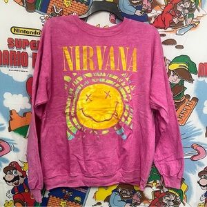 NEW Urban Outfitters Nirvana Smiley Overdyed Sweatshirt XL